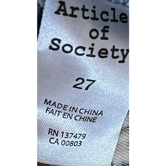Article Of Society Women Carly Skinny Crop Jeans Frayed Hem Bleach Denim 27 NWT - Picture 5 of 8